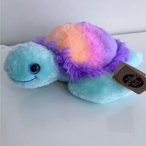 NWT The Petting Zoo Ombrez Pastel Rainbow Plush Sea Turtle - Aqua, Pink, Purple
